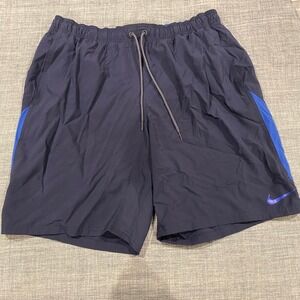 Nike Mens XL Running Shorts Navy Blue Royal Mesh Inseam 7 Workout Training